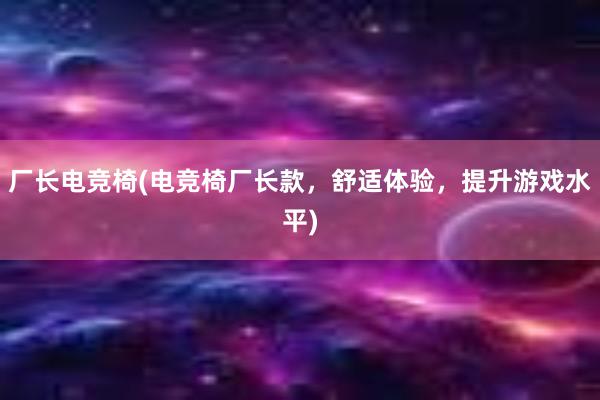 厂长电竞椅(电竞椅厂长款，舒适体验，提升游戏水平)