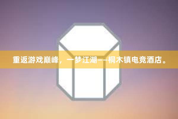 重返游戏巅峰，一梦江湖——桐木镇电竞酒店。