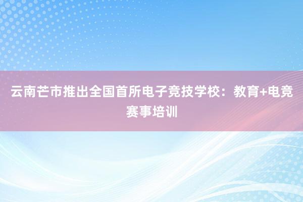 云南芒市推出全国首所电子竞技学校：教育+电竞赛事培训